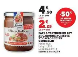 Super U Pâte à tartiner du Lot et Garonne noisette et cacao Lucien Georgelin offre