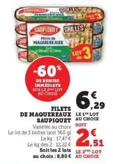 Super U FILETS DE MAQUEREAUX 'SAUPIQUET' offre