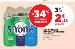 Super U Eau Minérale Naturelle Gazeuse St Yorre offre