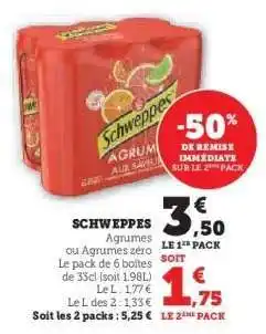 Super U Schweppes Agrumes offre