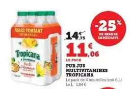 Super U PUR JUS MULTIVITAMINES TROPICANA offre