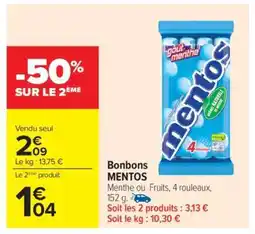 Carrefour Bonbons MENTOS offre
