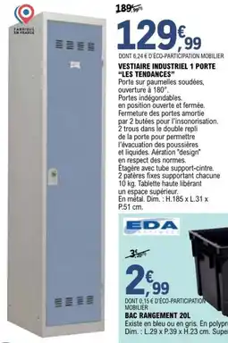 E.Leclerc Brico Vestiaire industriel 1 porte les tendances offre