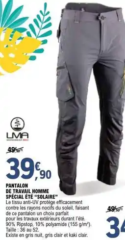 E.Leclerc Brico Pantalon de travail homme spécial été solaire offre