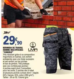 E.Leclerc Brico Bermuda de travail homme multipoches console offre