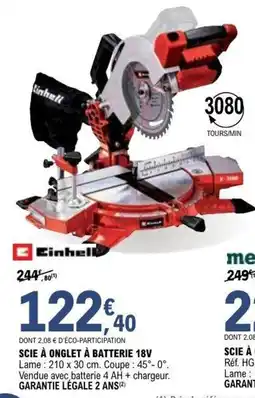 E.Leclerc Brico Scie à onglet à batterie 18v offre