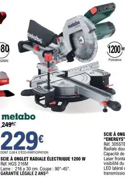 E.Leclerc Brico Scie à onglet radiale électrique 1200 w offre