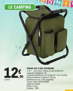 E.Leclerc Chaise sac à dos isotherme offre