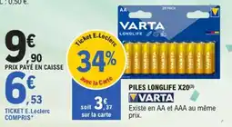E.Leclerc Piles longlife varta offre