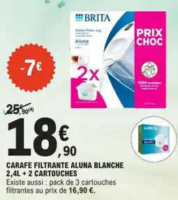 E.Leclerc Carafe filtrante aluna blanche 2,4l + 2 cartouches offre