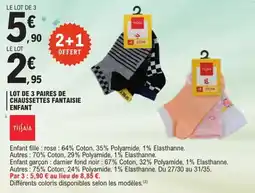 E.Leclerc Lot de 3 paires de chaussettes fantaisie enfant offre