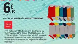 E.Leclerc Lot de 12 paires de chaussettes enfant offre
