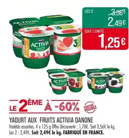 Match ACTIVIA DANONE Yaourt aux fruits offre