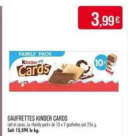 Match KINDER CARDS GAUFRETTES offre
