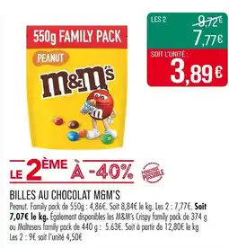 Match M&M'S Billles au chocolat offre
