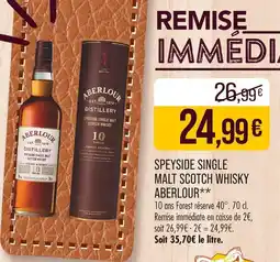 Match ABERLOUR Speyside single malt scotch whisky offre