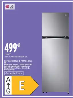 Intermarché LG Réfrigérateur 2 portes 266L offre