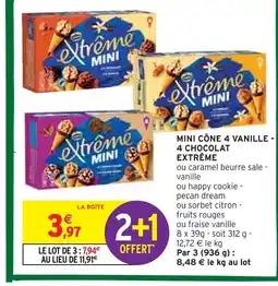 Intermarché Extrême Mini cône 4 vanille - 4 chocolat extrême offre