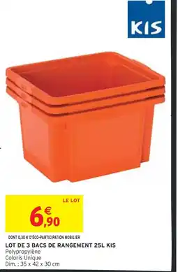 Intermarché KIS Lot de 3 bacs de rangement 25L offre