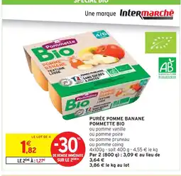 Intermarché Pommette Purée Pomme Banane Pommette Bio offre