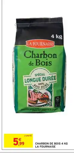Intermarché LA FOURNAISE Charbon de bois 4 kg offre