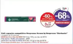 Monoprix Café capsules compatibles nespresso verona by nespresso starbucks offre