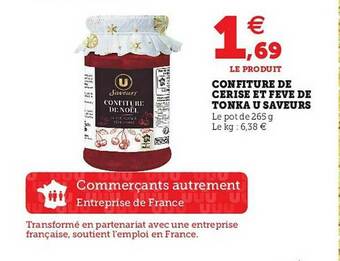 Hyper U Confiture De Cerise Et Fève De Tonka U Saveurs offre