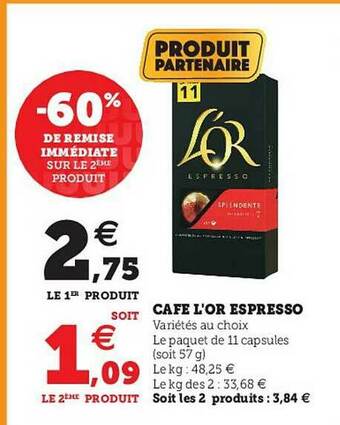 Hyper U Café L'or Espresso offre