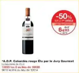 Monoprix A.o.p. cabardes rouge élu par le jury gourmet offre