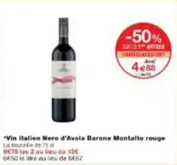 Monoprix Vin italien nero d'avola barone montalto rouge offre