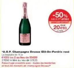 Monoprix A.o.p. champagne devaux œil-de-perdrix rosé offre