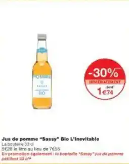 Monoprix Jus de pomme sassy bio l'inevitable offre