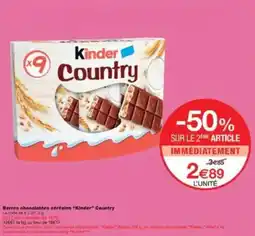 Monoprix Barres chocolatées céréales kinder country offre