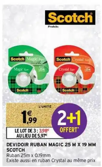 Intermarché Contact Dévidoir Ruban Magic 25 M X 19 Mm Scotch offre