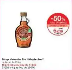 Monoprix Sirop d'erable bio maple joe offre