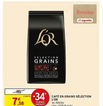 Intermarché Express Café En Grains Sélection L'or offre