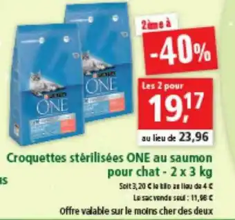Croquettes Stérilisées One Au Saumon Pour Chat - 2 X 3 Kg