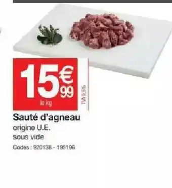 Promocash Sauté D'agneau offre