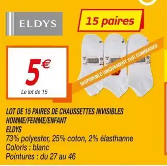 Netto Lot de 15 paires de chaussettes invisibles homme/femme/enfant eldys offre