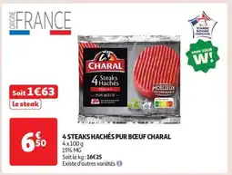 Auchan 4 Steaks Hachés Pur Bœuf Charal offre