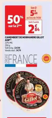 Auchan Camembert De Normandie Gillot Aop offre