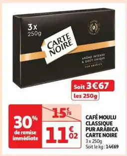 Auchan CAFÉ MOULU CLASSIQUE PUR ARABICA CARTE NOIRE offre