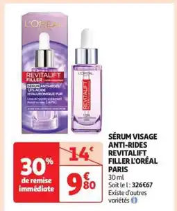 Auchan Sérum Visage Anti-Rides Revitalift Filler L'oréal Paris offre