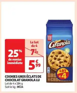 Auchan Cookies Gros Éclats De Chocolat Granola Lu offre