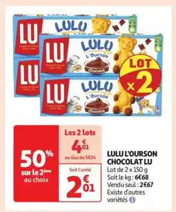 Auchan Lulu L'ourson Chocolat Lu offre