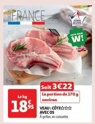 Auchan Veau : Côte*** Avec Os offre