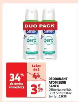 Auchan Déodorant Atomiseur Sanex offre