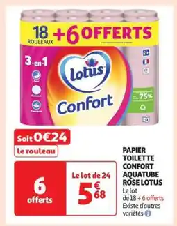 Auchan Papier Toilette Confort Aquatube Rose Lotus offre