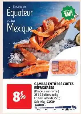 Auchan Gambas Entières Cuites Réfrigérées offre