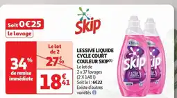 Auchan LESSIVE LIQUIDE CYCLE COURT COULEUR SKIP offre